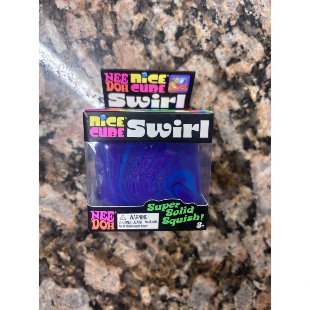 Nee Doh Nice Cube Swirl Super Solid Squish! Purple Pink Blue Authentic NeeDoh
